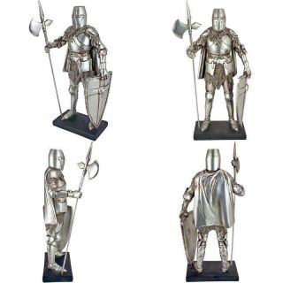 Medieval Nuremberg Castle Gothic Knight Statue Silver Color Hand - Painted
