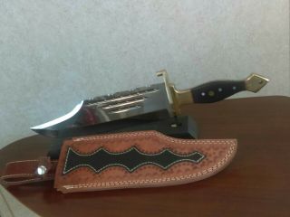 Custom Hand Made Ozair Bowie Hunting Knife With Brass Guard And Bolster.
