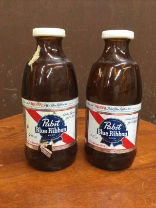 Vintage Pabst Blue Ribbon Beer Bottle Salt And Pepper Shakers