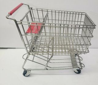 Htf Red Chrome Dreamkeeper 12 " Mini Functional Shopping Grocery Cart Basket