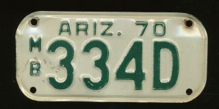 C3 - Arizona 1970 Motorcycle License Plate 334d