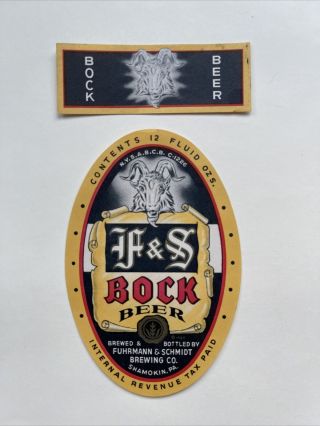 F&s Bock Beer Labels Fuhrmann & Schmidt Shamokin Pa
