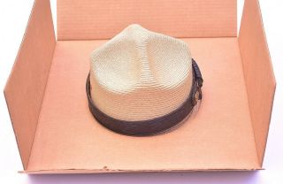 Euc Vintage Stratton Nps Straw Summer Hat With Acorns 7 1 - 4 "
