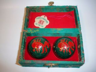 Vintage Ancient City Health Ball Factory Baoding Therapy Stress Balls W/chimes