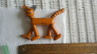 Antique Little Orphan Annie Sandy Wood Jointed Toy Jaymar,  Dog,  Comic Character