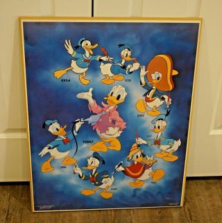 1986 Donald Duck Walt Disney Generations 22 " X28 " Particle Board Wall Hanging