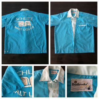 Frank Vintage Schlitz Beer Bowling Shirt Embroidered Button Up 50s 60s