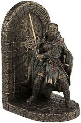 7.  75 " Medieval Armored Maltese Crusader Bookend Knight Statue Warrior Sculpture