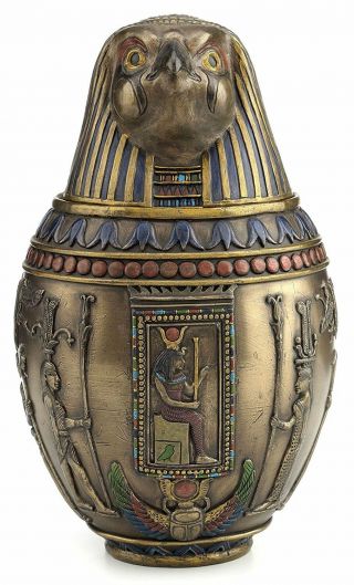 Egyptian Horus Canopic Jar Falcon Pet Burial Urn Sculpture Statue