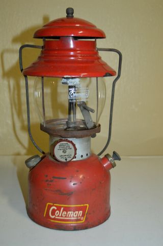 Vintage Red Coleman 200a Lantern Tall Vent Dated 4/55 Globe Not 1955