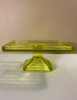 Vintage Yellow Green Vaseline Glass Clarks Teaberry Gum Stand