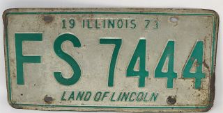 Illinois Land Of Lincoln Fs 7444 1973 License Plate Tag Car Truck Vinta