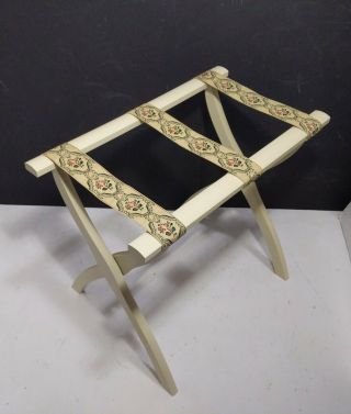 Vtg Scheibe Wood Folding Luggage/suitcase Rack Hotel Valet Stand Tapestry Strap
