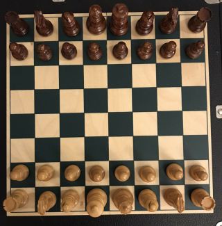 Collectible Vintage Drueke Solid Wood Chess & Checker Set Box 2.  5” King