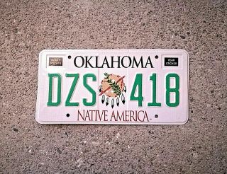 Oklahoma Real Authentic Indian License Plate Auto Number Car White Red Auto Tag