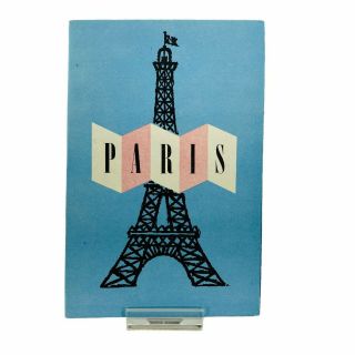Vintage Ephemera Pan American World Airways Fold Out Map Of Paris Made In France