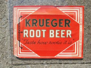 Krueger Root Beer Paper Label Kb Krueger Brewing Co.  Newark Nj 1937 Game