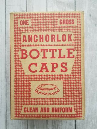 Vintage Box Of Anchorlok Bottle Caps 1 Gross