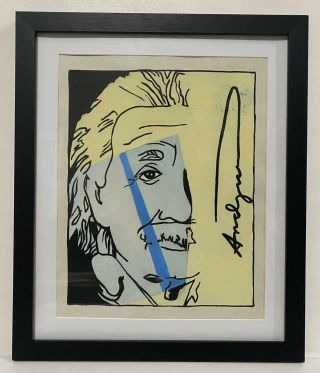 Andy Warhol Painting/drawing On Vintage Paper Signed Pop Art Framed