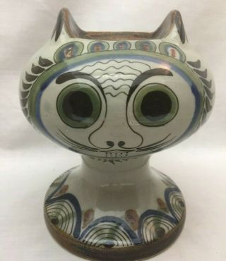 Ken Edwards Cat Del Gato Art Pottery Pillar Candle Holder - Vintage Tonala