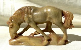 Antique/vintage Hand Carved Soapstone Horse Figure Sculpture - Chinese
