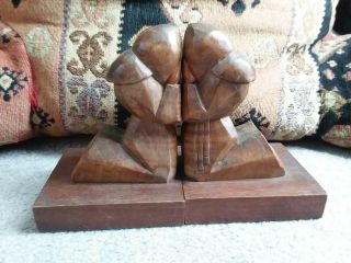 Jose Pinal Collectible Kneeling Bookend Wooden Sculptures