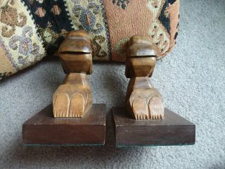 Jose Pinal Collectible Kneeling Bookend Wooden Sculptures 3