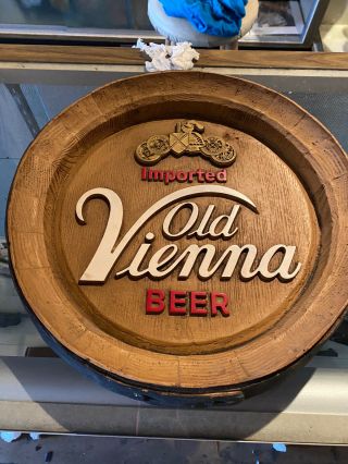 Vintage Old Vienna " Barrel End " Imported Beer Foam Board Sign - 16 "