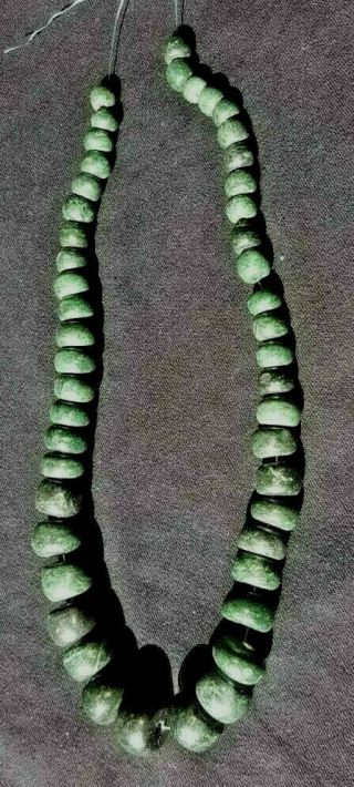 Pre Columbian Mexico Maya Aztec Olmec Style Large Jade Beads Green Stone Collar