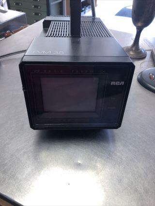 Vtg Rca Pvm035 Portable 3.  5” Color Tv W Video Input Classic Gaming 1986