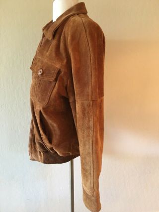 Vintage Hipster 70s/80’s Mervyn ' s Golden Brown Suede Leather Biker Jacket 3