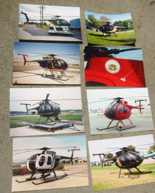 8) 1990s Hughes / Md Md500e 500d Civil,  Police,  State 4x6 Photos Helicopters