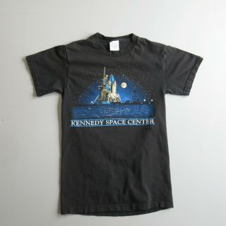 Vintage Kennedy Space Center T Shirt Tourist Tee Night Sky Moon Ship Shuttle Xs