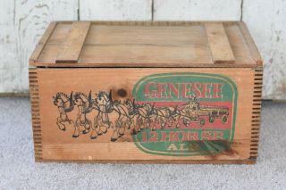 Vintage Genesee 12 Horse Ale Wooden Dovetail Beer Box Crate With Lid