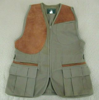 Gently Vintage Usa Made Orvis Shooting Hunting Vest W/ Right Side Suede Pad