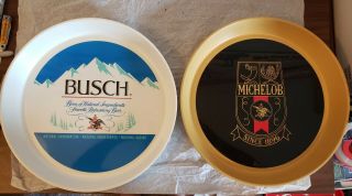 Two Plastic Beer Trays Busch And Michelob