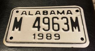 Vintage 1989 Alabama Motorcycle License Plate - - M4963m - -