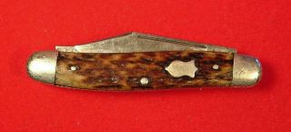 1920s Vintage Winchester 3955 3 - Blade Stockman Bone Handle Pocket Knife - 3 3/8”