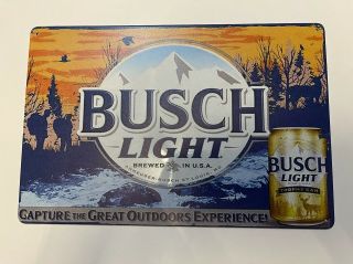 Busch Light Beer Tin Metal Sign Hunting Trophy Can Great Outdoors Budweiser Buck