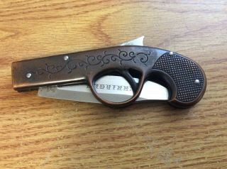 Vintage Parker Cutlery Co.  Copper Derringer Folding Lock Back Gun Knife - Rare