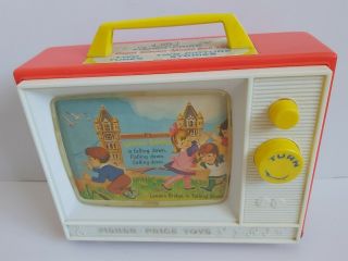 VINTAGE FISHER PRICE CLASSIC WIND - UP MUSIC BOX TV GIANT SCREEN 2 TUNE 1960s 2