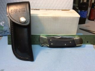 Vintage Buck 110 Folding Knife W/ Sheath.  Usa 1992.
