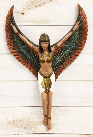 Ebros Ancient Egyptian Goddess Isis With Open Wings Wall Sculpture Decor 18 " H