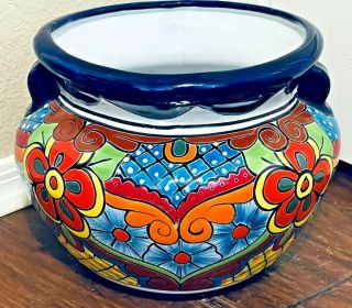 Reserve Talavera Ceramic Planter Pot Mexican Pottery Handle