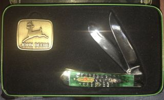 2000 Case Xx 6254 John Deere Tractor Green Two Blade Trapper Pocket Knife