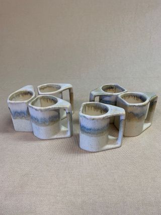 Rodolfo Padilla Coffee Mugs Drip Glazed Set Of 6 Signed On The Bottom