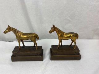 Vintage Armor Bronze Horse Bookends From 1930s Artist Signed Art Deco