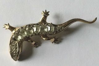 Vintage Coro Craft Sterling Gold Tone Large Rhinestone Alligator Pin Brooch