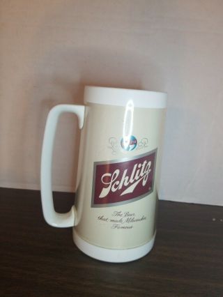 Vintage SCHLITZ Milwaukee BEER MUG Cup insulated THERMO - SERV Breweriana Coffee 2