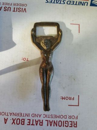 Vintage Bottle Opener Naked Woman Nude Brass Lady Bar Tool 4 " (n1)
